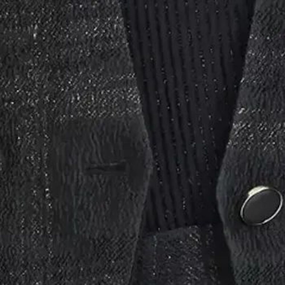 Calvin Klein Women's Top Sz 14 Collarless Metallic Jacquard - Picture 2 of 3